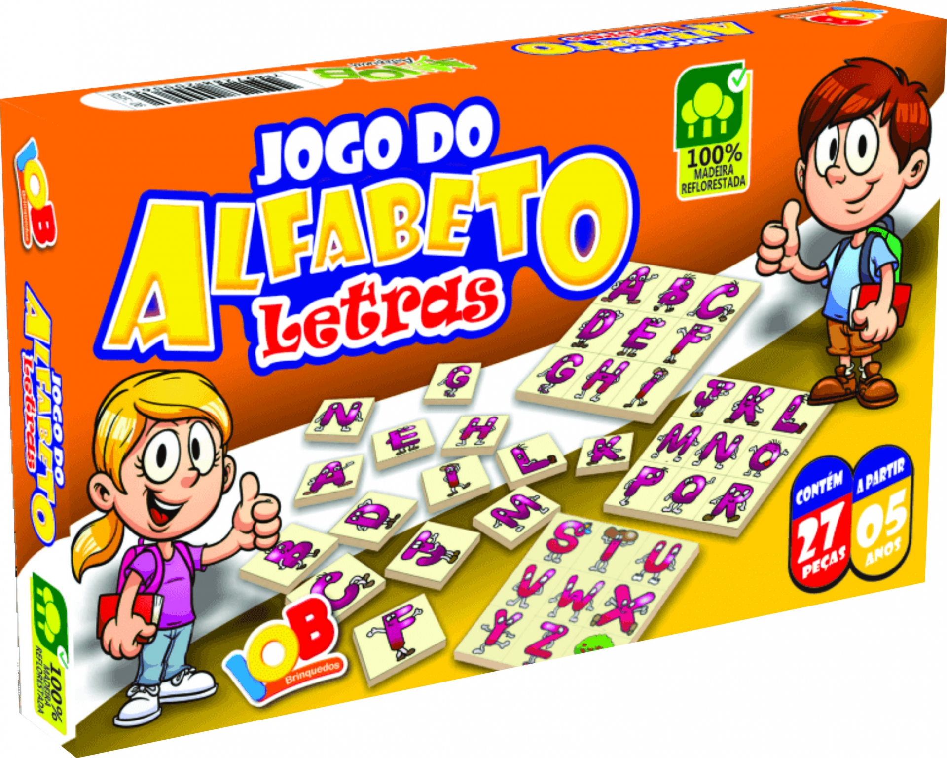 Jogo do alfabeto: Letras - Jogo educativo de madeira com 27 peças - IOB