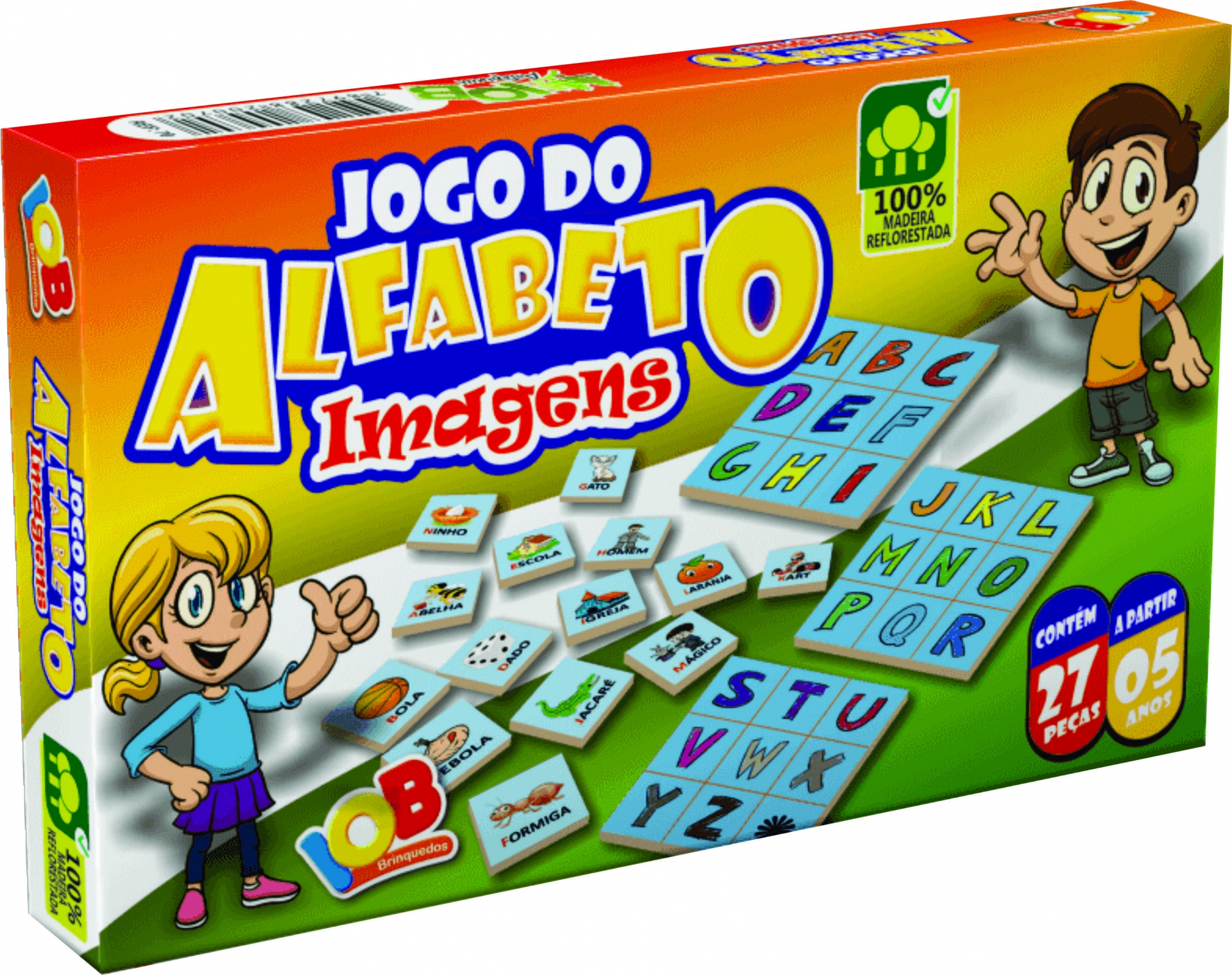 Jogo Do Alfabeto Imagens Jogo Educativo De Madeira Com 27 Peças Iob