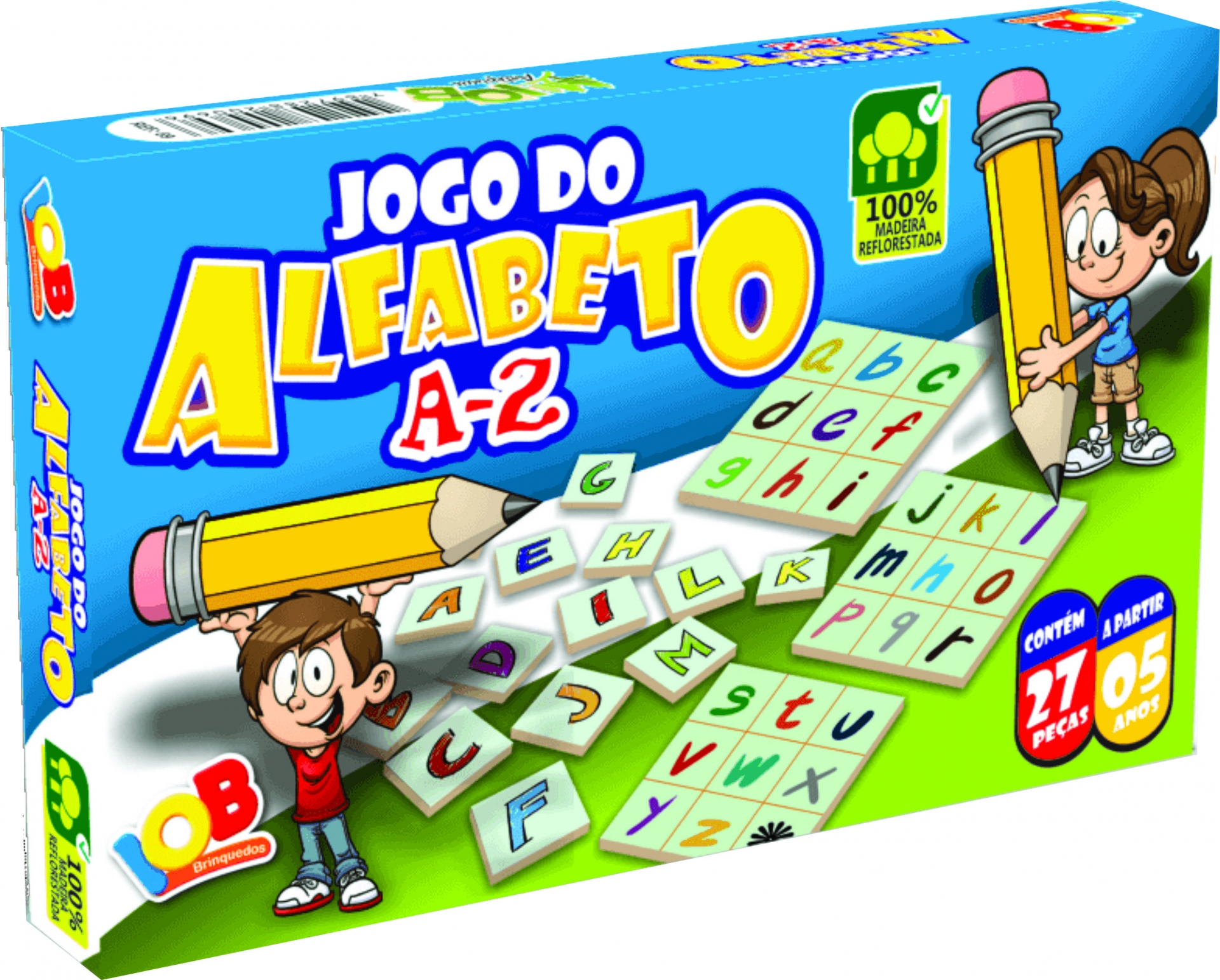 Jogo do alfabeto: Letras - Jogo educativo de madeira com 27 peças - IOB