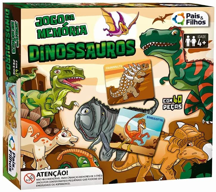 Jogo da Memória Educativo Dinossauro Madeira - Brincadeira De