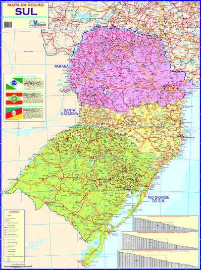 Mapa Da Região Sul Político Plastificado Dobrado S Moldura 90x120cm 9388
