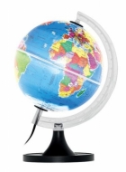 Globo Terrestre 21cm: Gênio - Político - Azul Plástico iluminado (base preta)