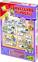 Conhecendo as vogais - Brinquedo pedagógico de madeira com 6 cartelas - IOB