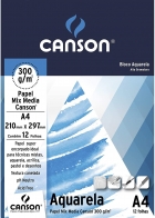 Bloco para desenho aquarela A4 mix media 300g 12 fls - Canson