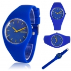 Relógio de pulso quartz com pulseira de silicone esportivo - Azul