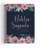 Bíblia Sagrada Anote NVI Espiral - Capa Rosas