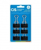 Prendedor de papel grampomol preto 32mm com 6 un blister - CIS