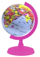 Globo Terrestre 10cm: Político - Baby rosa pink - base plástico