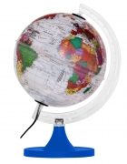 Globo Terrestre 21cm: Aquarela Político - Branco iluminado led branco bivolt - Base plástico