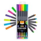 Caneta esferográfica fineliner 0.4mm 6 cores neon blister - BRW