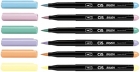 Marcador artístico aquarelável estojo 6 cores tons pastel brush - CIS