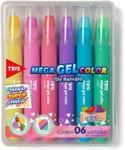 Giz de cera retrátil mega gel color 6 cores cheirinho - Tris