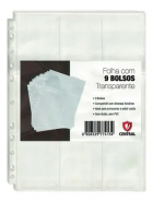 Refil plástico para álbum e fichário 9 bolsos 50 fls