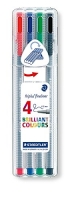Caneta esferográfica ponta 0.3mm triplus fineliner estojo 4 cores Staedtler