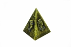 Pirâmide decorativa de metal cofre 13.50 cm verde com pedras azuis