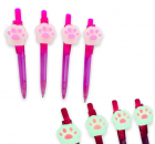 Caneta esferográfica fosforescente patinhas coelho rosa avulsa - Brilha no escuro