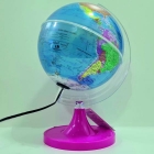 Globo Terrestre 21cm: Gênio Político - Iluminado led color bivolt Controle remoto - Base magenta